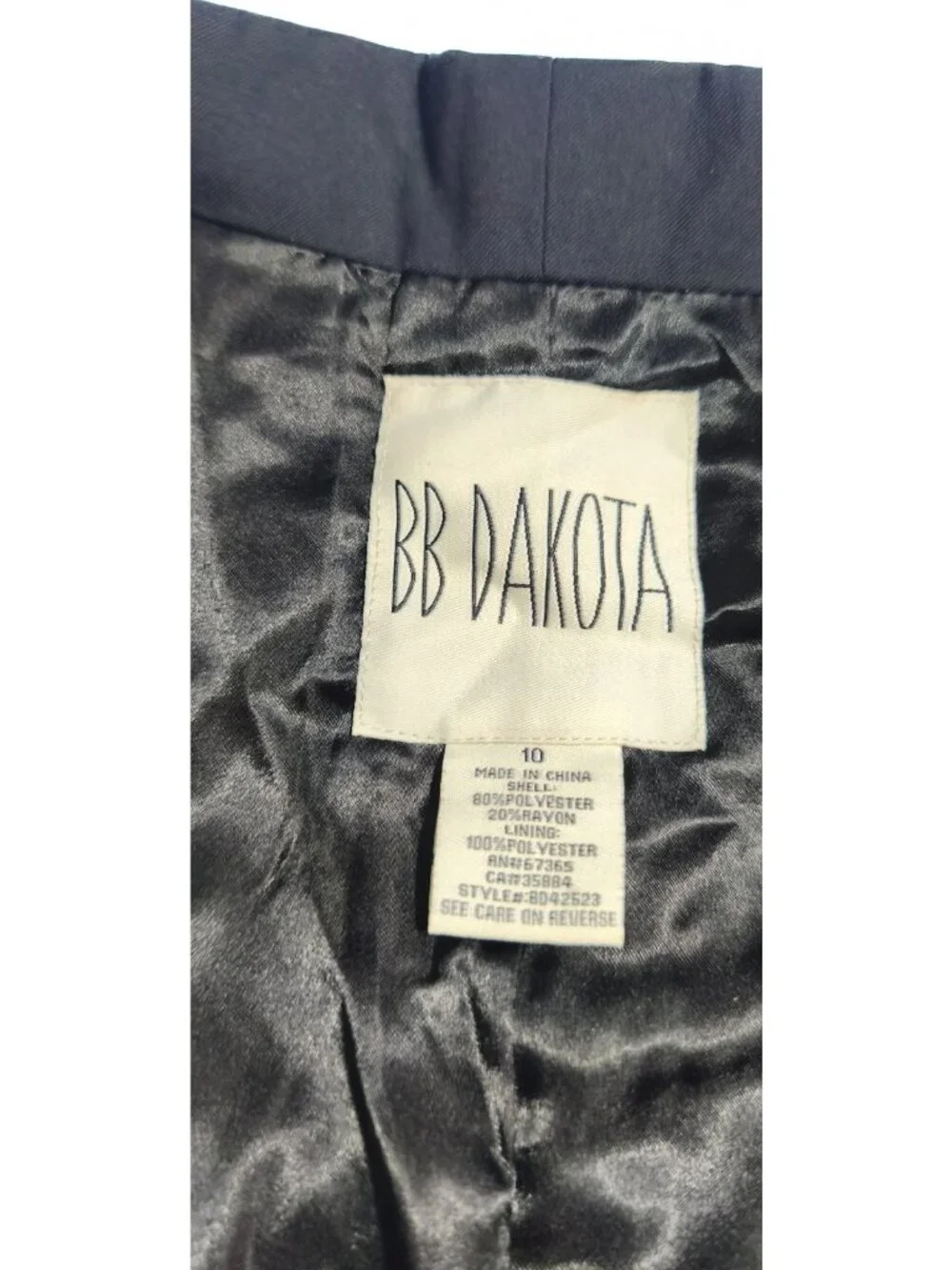 BB Dakota Black Ruched Sleeve Blazer Jacket Size 10 Lined Open Front